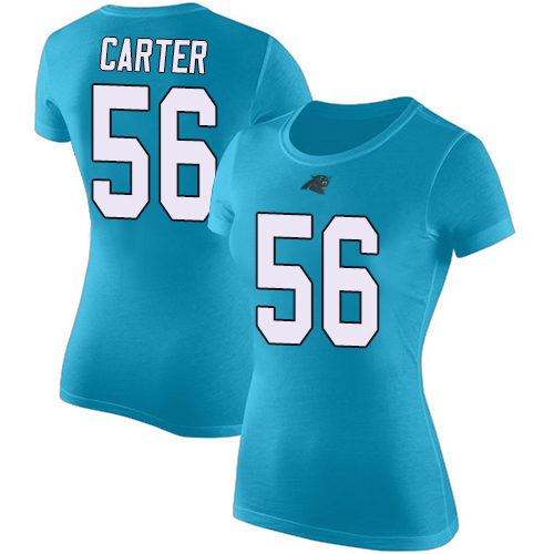 Carolina Panthers Blue Women Jermaine Carter Rush Pride Name and Number NFL Football #56 T Shirt->carolina panthers->NFL Jersey
